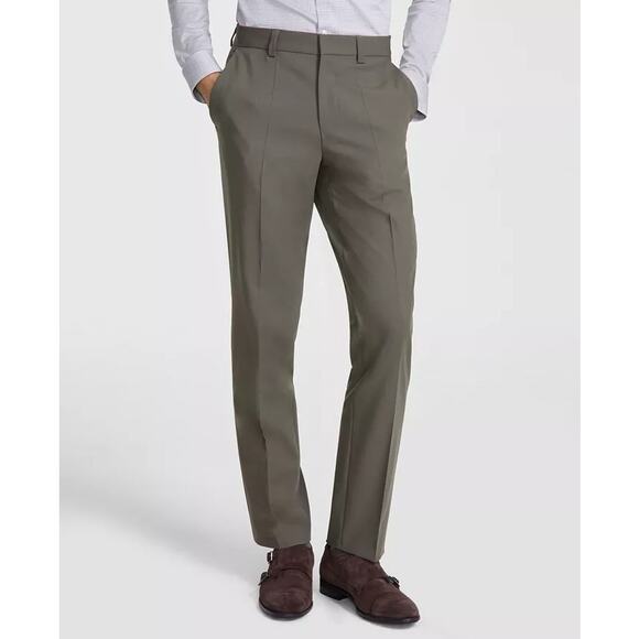 Hugo Boss Men's Khaki Solid Wool Blend Tom Modern-Fit Dress Pants Size 30R - Picture 1 of 8